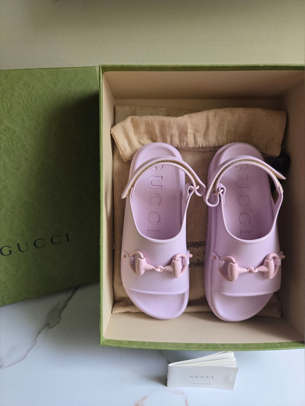 GUC Gucci Horsebit Women's Violet & Pale Pink Rubber Sandals Size 10 US 40 IT - Picture 15 of 15